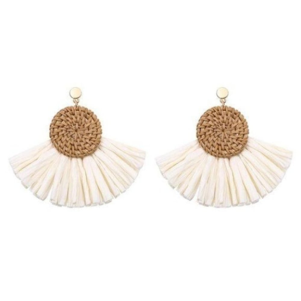 Hand-knited Bamboo Tassel Woman earrings